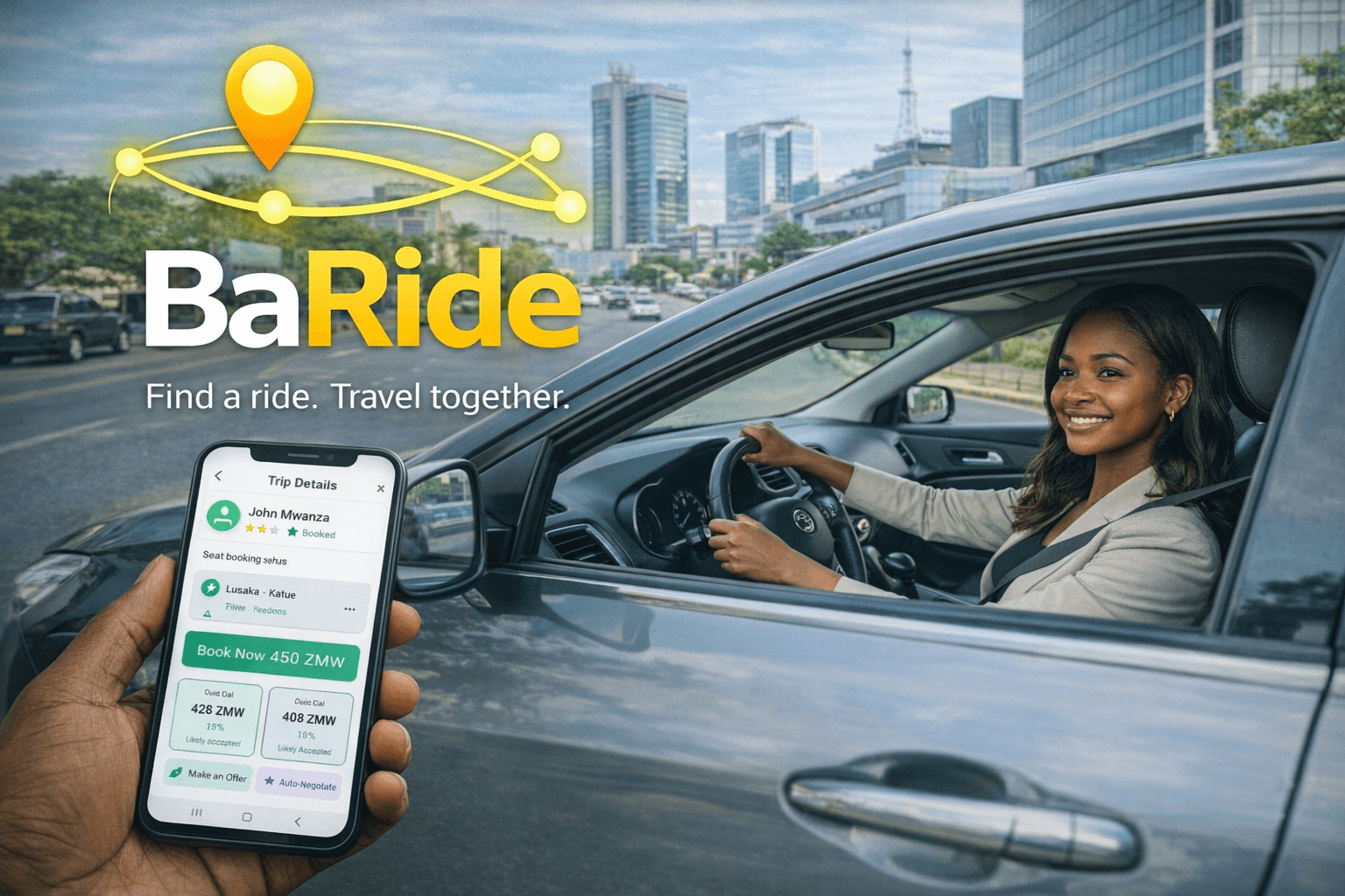 Find a ride app interface